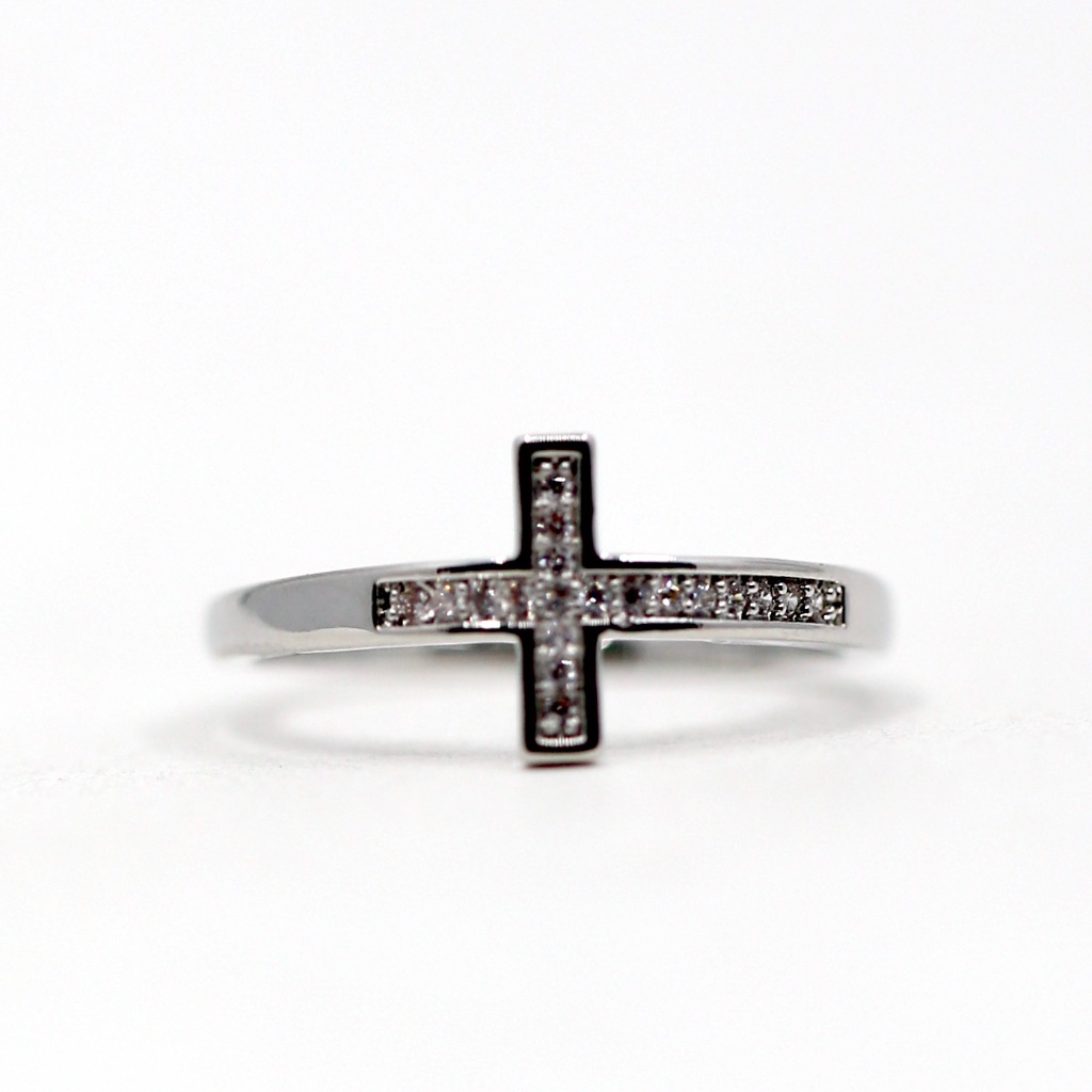 18k Gold Dipped Cross Channel White Topaz Ring